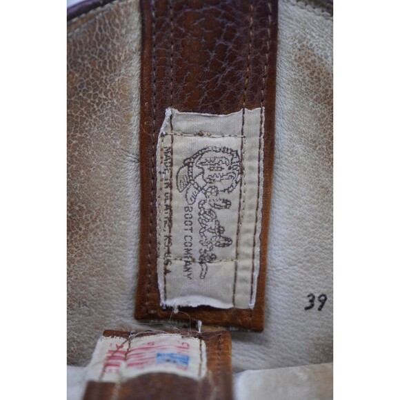 Vintage Olathe Boots Men Size 9.5 E Wide Tall Riding Brown Leather Western USA - Picture 7 of 10